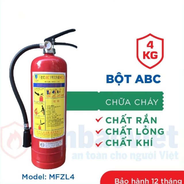 Đây là loại bình chứa bột khô (thường là bột ABC), dập tắt lửa bằng cách cách ly chất cháy với oxy.